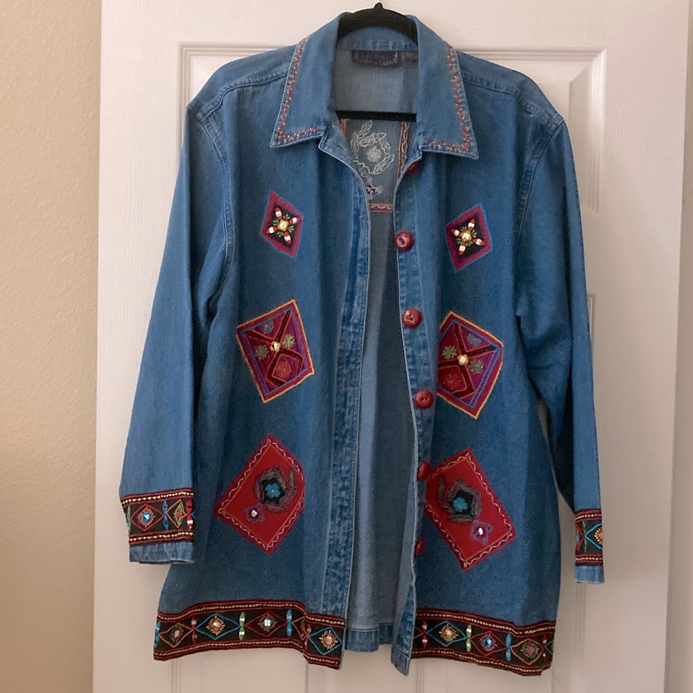 Embroidered Denim Jacket - Picture 6 of 9